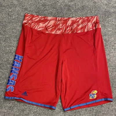 Kansas Jayhawks Adidas Shorts Mens XLT Red NCAA Basketball Drawstring - Image 1 of 4