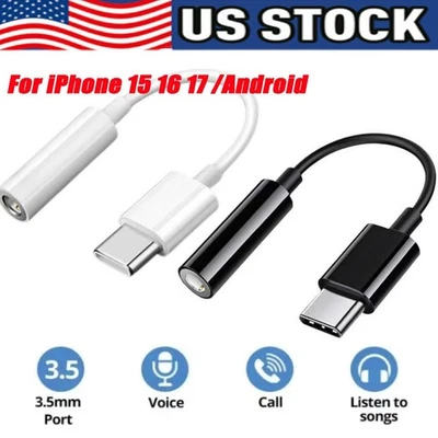 Lote de adaptadores USB-C tipo C a conector de auriculares AUX de 3,5 mm para iPhone 17 16/Android Foto 1 de 4