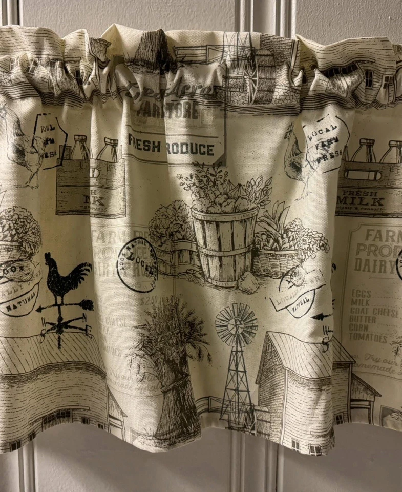 Cenefa o cortina ventana animales de granja cámper decoración del hogar algodón pato Foto 1 de 1