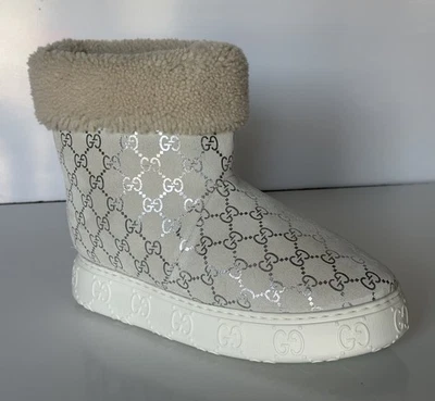 Gucci GG Botas de Piel de Oveja Plata Gamuza Prestigio 9 EE. UU. (39 Euro) 812045 IT NUEVAS EN CAJA Foto 1 de 4