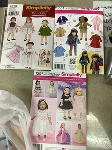 3 New Simplicity Sewing Pattern , Doll Clothes for 18" Dolls, Uncut/FF - Picture 1 of 1