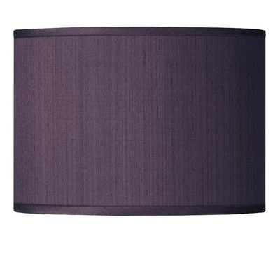 Drum Print Lamp Shade Eggplant Faux Silk 13.5x13.5x10 Spider Harp and Finial - Image 1 of 4