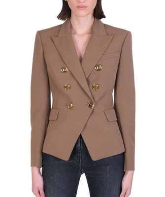 BALMAIN Tan Wool Double Breasted Blazer Jacket 44 / 12 US - Image 1 of 4