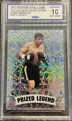 2023 Leaf Metal Sylvester Stallone #PL-20 Prized Legend Silver /25 CCG 10 Gem - Image 1 of 2