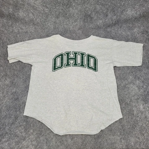 Vintage Ohio University Baseball Jersey T-Shirt XL Gray 90s Single Stitch USA Cover