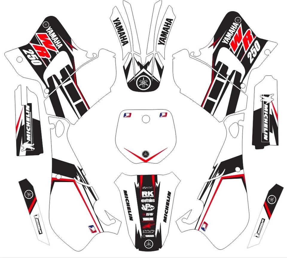Gráficos para Yamaha WR250 WR 250 1993-1995 rojo blanco negro calcomanías pegatinas Foto 1 de 1