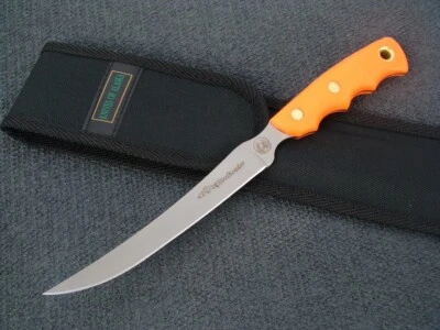 Cuchillo Knives of Alaska Steelheader naranja brillante pesca pescado funda SureGrip 316 Foto 1 de 3