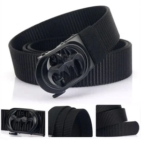 QHA Unisex Trinquete Lona Cinturón Murciélago Automático Hebilla Jeans Cintura Correa Informal - Imagen 1 de 11