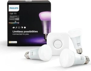 *NEW* Philips Hue White and Color Ambiance Starter Kit(3x A19 Bulbs + 1x Bridge) - Picture 1 of 13