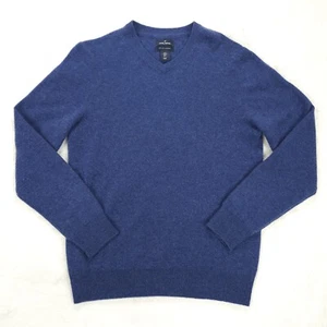 Daniel Hechter Paris V-Neck Ribbed Blue 2-Ply Cashmere Sweater Size Men's Small - Picture 1 of 12
