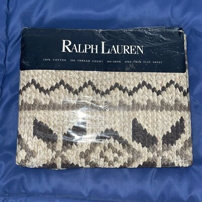 New RALPH LAUREN Auckland Neutral One TWIN Flat Sheet - Image 1 of 4