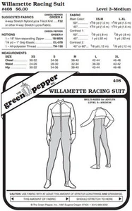 Willamette Rennanzug Overall Sport #408 Schnittmuster (nur Muster) gp408 - Bild 1 von 1