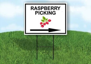 RASPBERRY PICKING RIGHT ARROW Yard Sign Road with Stand LAWN SIGN Single sided - Picture 1 of 5