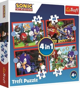 NEW Trefl 4 in 1 Jigsaw Puzzle Pieces 4+ Kids 34625 The adventures of Sonic - Imagen 1 de 5