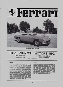 1966 Ferrari Spyder 275/GTS V-12 3x Carbs Luigi Chinetti Photo VINTAGE PRINT AD - Picture 1 of 2