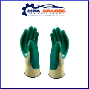 3 PAIRS OF GREEN GARDENING WORK GLOVES (SIZE MEDIUM) BUILDING DIY SAFETY GRIP - Picture 1 of 3