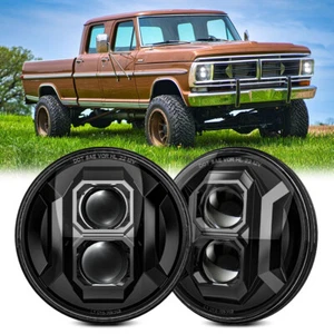 Newest 2pc 7" Inch Round LED Headlights For Ford F-100 1961-1979 w/High Low Beam - Picture 1 of 12