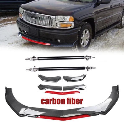 Front Bumper Lip Chin Splitter Spoiler Carbon Fiber For GMC Sierra 1500 Body Kit - Imagem 1 de 4