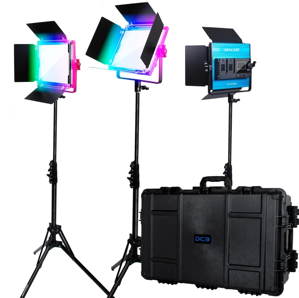 Dracast LED500 X Series RGB and Bi-Color LED 3 Light Kit with Travel Case - Image 1 of 4