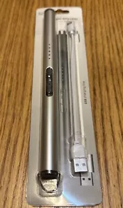 Portable Elec Lighter Double Arc USB Rechargeable Candle BBQ Flameless Silver - Picture 1 of 2