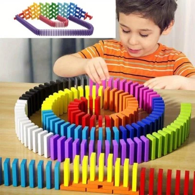 1200PCS Wooden Dominoes Block Knock Down Game Kids Play Toys Set Christmas Gift - image 1 of 4