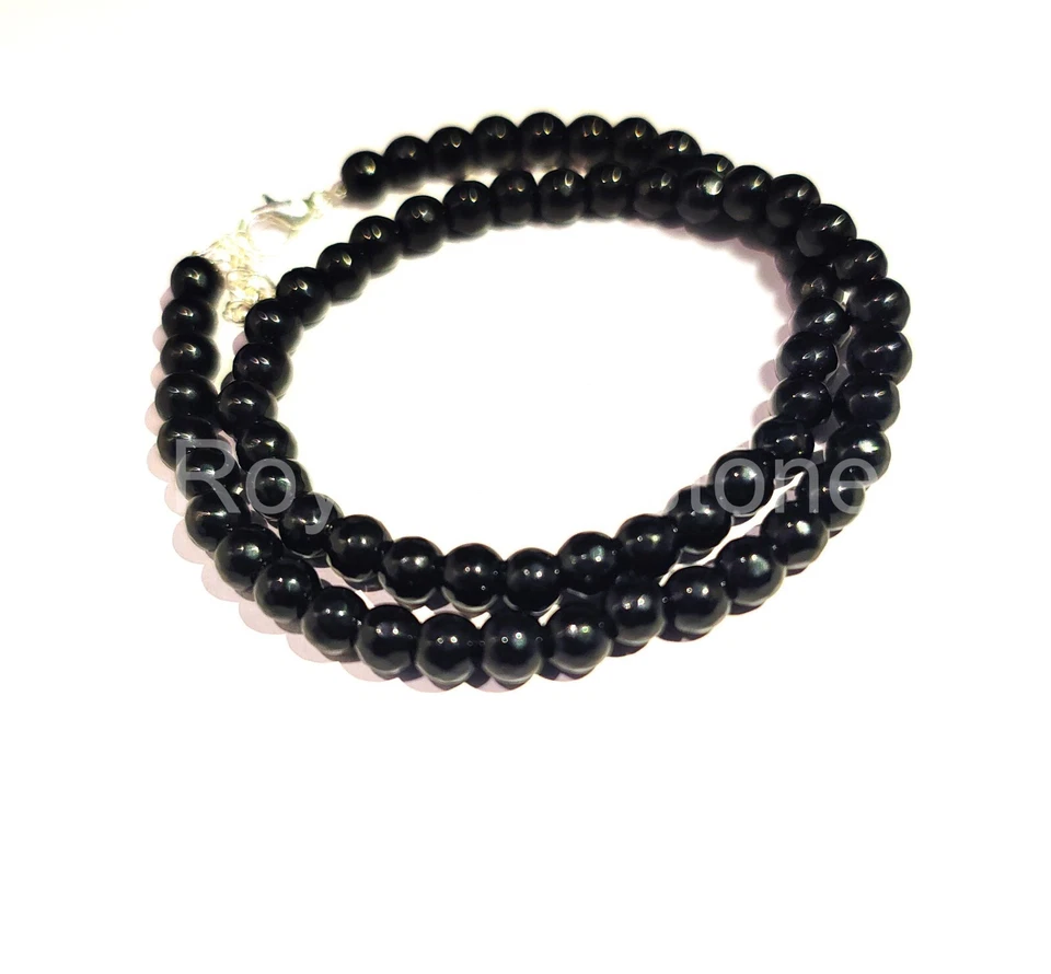 Cuentas redondas de ónix negro 100 % natural piedras preciosas facetadas cuentas de jade negro cuentas redondas Foto 1 de 4