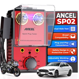 Spark Plug Tester Ignition Plug Analyzer Tool with Adjustable Dual Hole Socket - Foto 1 di 9