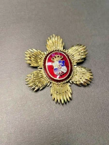 Coro Signed Pegasus Heraldic Coat of Arms Enamel Brooch Gold Tone Red Vintage - Picture 1 of 12