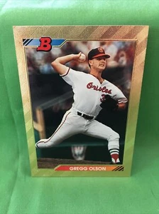 Gregg Olson 1992 Bowman Gold Foil #629, short print card, Baltimore Orioles - Picture 1 of 5