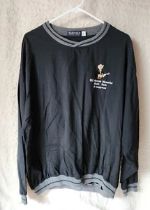 Bill Monroe Music Park VTG Black Windbreaker Pullover Jacket Sz L Embroidered  - Picture 1 of 4