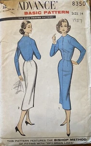 Vintage 50er Advance 8350 Bishop Method Basic Kleid Muster Gr. 14 Brustumfang 34 UNGESCHNITTEN - Bild 1 von 2