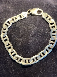 Men's Chain Bracelet Gun Metal Finish - Italian Link Chain Bracelet - 925 Silver - Picture 1 of 6