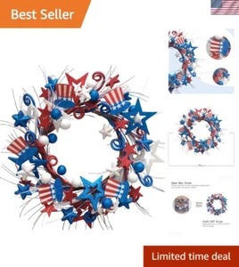 Handmade Red White Blue Glitter Wreath - Perfect for Flag Day and Independence - Picture 1 of 8