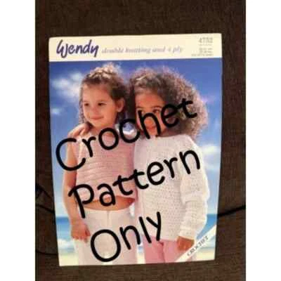 New Wendy 4752 DK and 4-Ply Child Crocheted Crop Top & Cardigan Crochet Pattern - Image 1 of 3