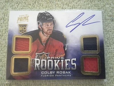 2012-13 Panini Prime COLBY ROBAK Rookie RC Autograph Quad Jersey #/249 Panthers - Image 1 of 2