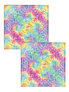 JoJo Siwa Tie-Dye Bandanas 22" x 22" Face Covers Hearts 2 Piece Set - Picture 1 of 2