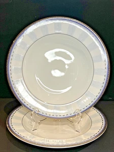 Royal Doulton Westminster 9”Rimmed Soup  Bowl Blue/white Striped ~ Set Of 2 EUC - Picture 1 of 7