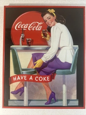 Coca-Cola Vintage Print Ad Have A Coke 20” x 16” Framed Water Damage - Image 1 of 4
