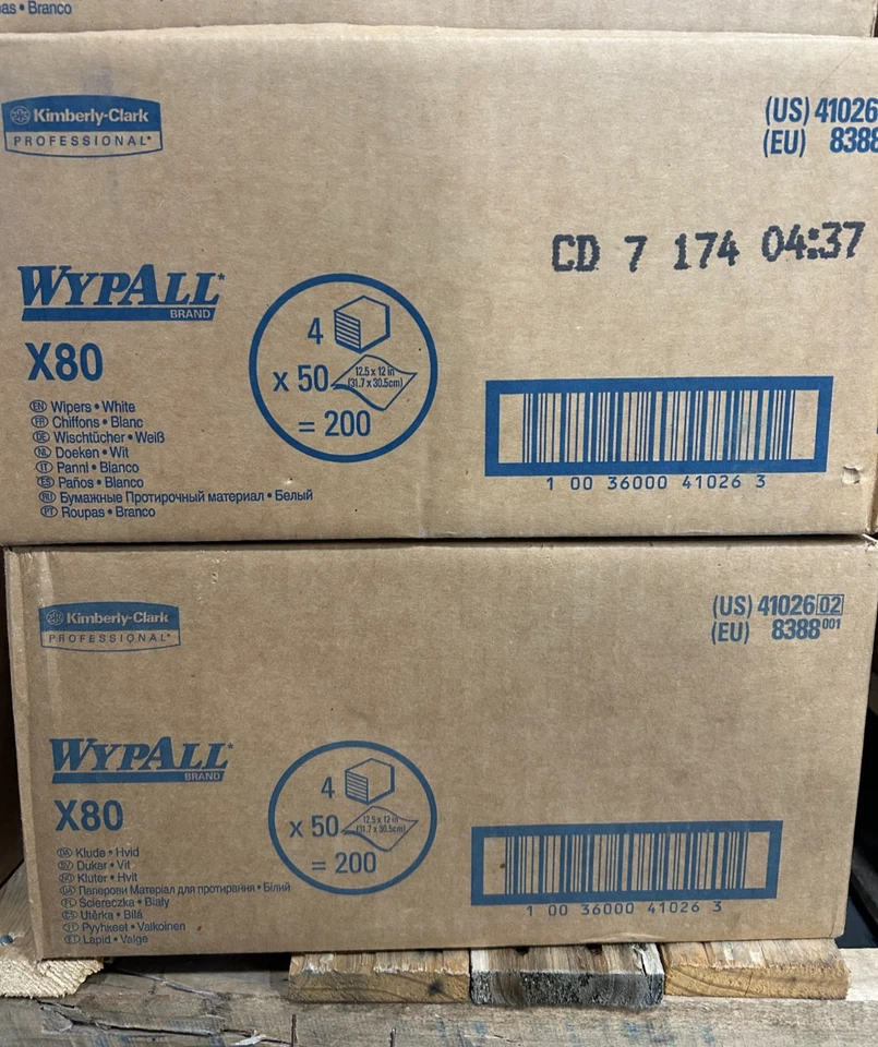 Wypall X80 REF 41026 - Toallas de Tienda 1/4 Plegables, Blanco, 2 Estuches de 200, Total 400 Foto 1 de 1