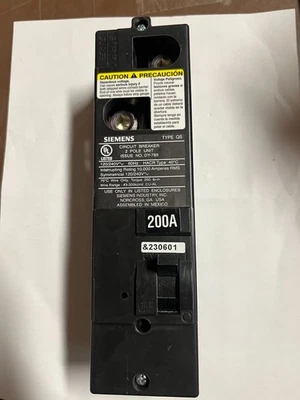 Siemens QS2200 200 Amp 2-Pole Main Circuit Breaker  120/240V - Image 1 of 2