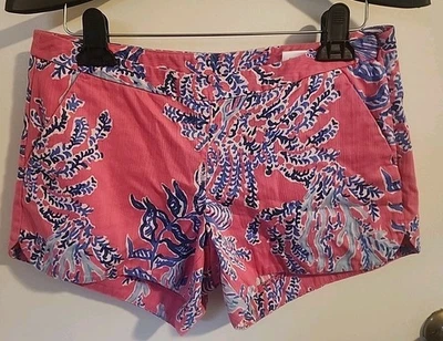 LILLY PULITZER Women’s PINK POUT CHIPPER Shorts Pink Blue Sz 2 - Image 1 of 4