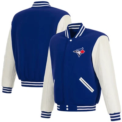Toranto Blue Jays Reversible Fleece Jacket with Faux Leather Sleeves (753roy/wt) - Image 1 of 4