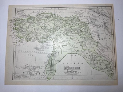 1911 "Green" Map of TURKEY in ASIA fm 1911 New Census Atlas SEE DESCRIP - Image 1 of 3