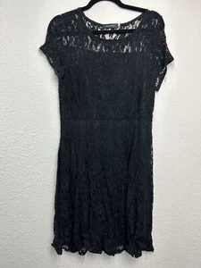 Oioninos Womens Size XXL Black Eyelash Lace Short Dress Goth Whimsy Corporate - Picture 1 of 10