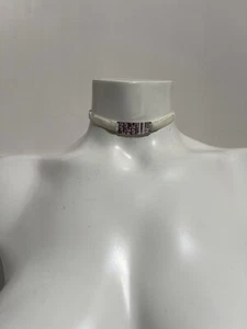 Vtg Christian Dior by John Galliano Pink Monogram White Velvet Choker - Picture 1 of 15