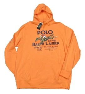 Polo Ralph Lauren Big & Tall Orange Riding Academy Print Fleece Pullover Hoodie - Picture 1 of 3
