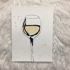 Maria Scalf Wine Food Relax White Drink Expressionism Watercolor Signed Art 9x12