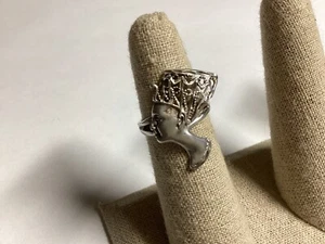 Elegant STERLING SILVER RING The Queen Of Egypt NEFERTITI Size 5 Vintage FS - Picture 1 of 5