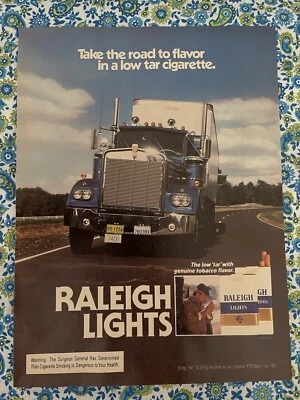 Semirremolque vintage 1981 Raleigh Lights Cigarettes anuncio impreso “Road To Flavor” Foto 1 de 4