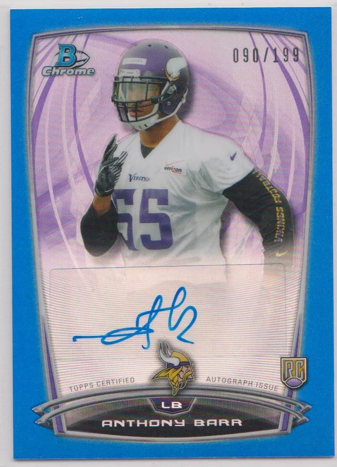 ANTHONY BARR 2014 BOWMAN CHROME BLUE REFRACTOR AUTO ROOKIE /199 VIKINGS - Image 1 of 1